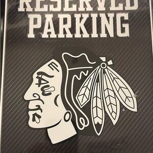 NHL Chicago Blackhawks Metal Parking Sign 8.5" x 11" - Great for Man Cave